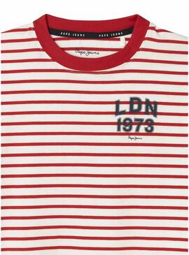 Maglietta Pepe Jeans James a righe rosse e beige