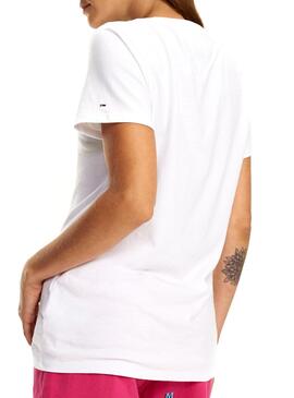 T-Shirt Tommy Jeans Multstripe Corp Logo Bianco