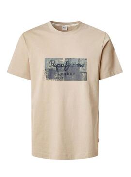Maglietta Pepe Jeans Dalter beige per uomo