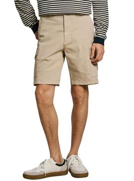 Pantaloni cargo beige Pepe Jeans Seasonal Bermuda per uomo