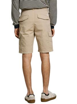 Pantaloni cargo beige Pepe Jeans Seasonal Bermuda per uomo