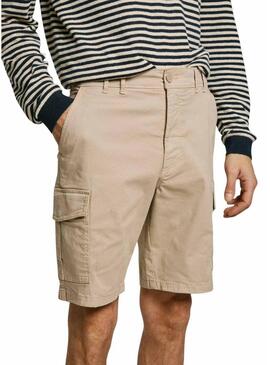 Pantaloni cargo beige Pepe Jeans Seasonal Bermuda per uomo
