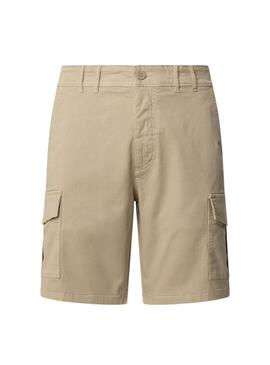Pantaloni cargo beige Pepe Jeans Seasonal Bermuda per uomo