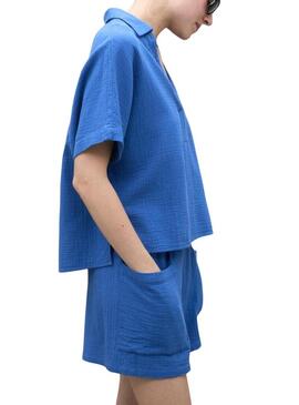Camicia Ecoalf Denis blu per donna