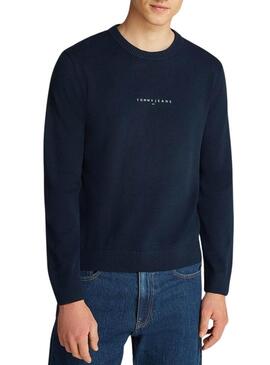Maglia Tommy Jeans Linear blu marino per uomo