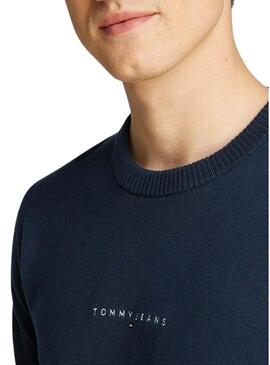 Maglia Tommy Jeans Linear blu marino per uomo