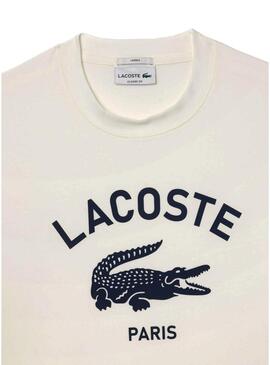Maglietta Lacoste con logo stampato bianco per uomo e donna