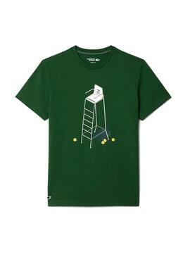 Maglietta Lacoste da tennis con stampa verde per uomo