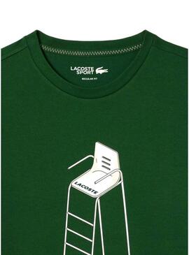 Maglietta Lacoste da tennis con stampa verde per uomo