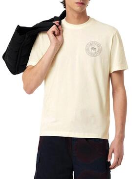 Maglietta Lacoste Logo Lacoste Paris beige per uomo