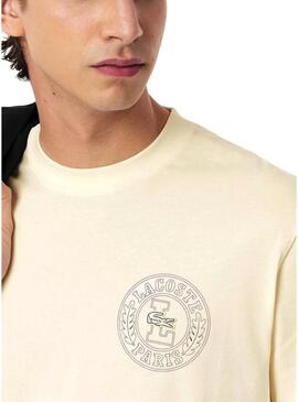 Maglietta Lacoste Logo Lacoste Paris beige per uomo