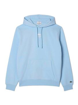 Felpa con cappuccio Lacoste stampata blu per uomo e donna