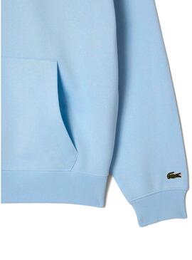 Felpa con cappuccio Lacoste stampata blu per uomo e donna
