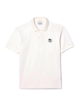 Polo Lacoste L.12.12 logo stampato bianco per uomo e donna