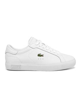 Sneakers Lacoste Powercourt in pelle bianca per donna.