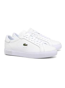 Sneakers Lacoste Powercourt in pelle bianca per donna.