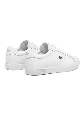 Sneakers Lacoste Powercourt in pelle bianca per donna.