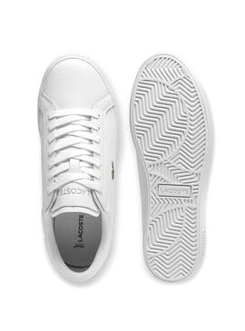 Sneakers Lacoste Powercourt in pelle bianca per donna.