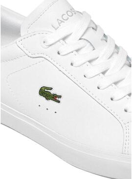 Sneakers Lacoste Powercourt in pelle bianca per donna.