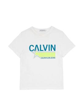 T-Shirt Calvin Klein Star Print Bianco Bambino
