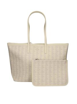 Borsa Lacoste tote Zely con portafoglio beige per donna