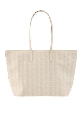Borsa Lacoste tote Zely con portafoglio beige per donna