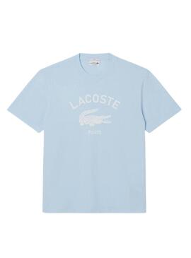 Maglietta Lacoste con logo stampato blu per uomo e donna