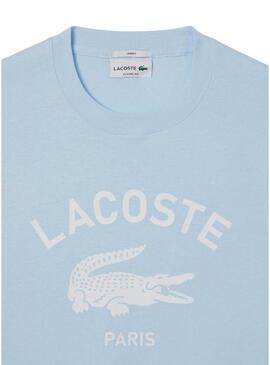 Maglietta Lacoste con logo stampato blu per uomo e donna