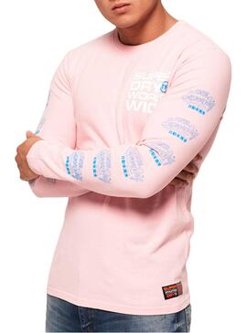 T-Shirt Superdry Pastel Type Rosa Uomo