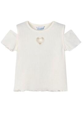 Maglietta Mayoral beige tagliata per bambina