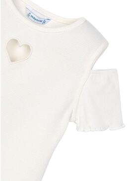 Maglietta Mayoral beige tagliata per bambina