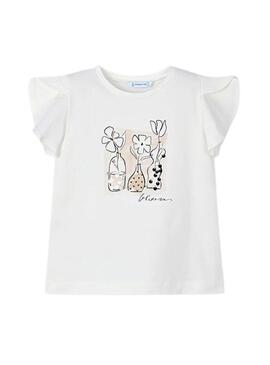 Maglietta Mayoral con applicazioni beige per bambina.