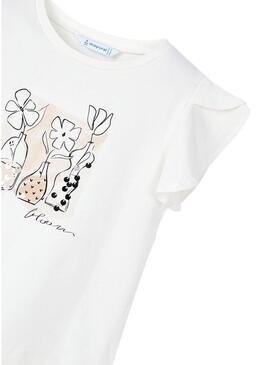 Maglietta Mayoral con applicazioni beige per bambina.