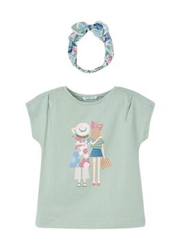Maglietta Mayoral fascia verde per bambina