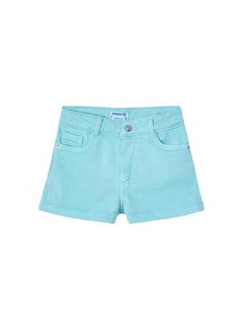 Short basic in twill azzurro per bambina