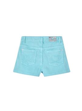 Short basic in twill azzurro per bambina