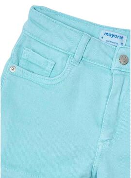 Short basic in twill azzurro per bambina