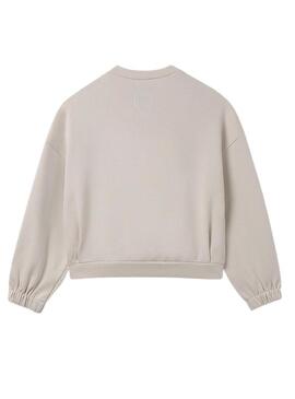 Felpa Mayoral con zip tasche beige bambina.