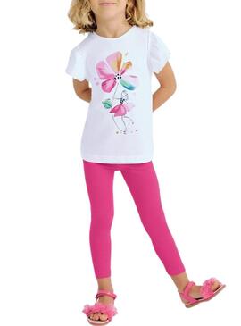 Set Mayoral leggings e maglietta floreale per bambina.