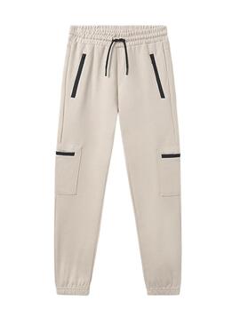 Pantaloni da jogging Mayoral a contrasti beige per bambini.