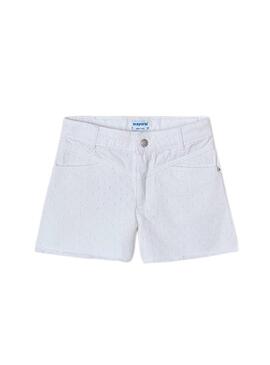 Pantaloni corti Mayoral in twill bianchi per ragazze