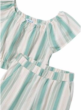 Set Mayoral pantaloni e maglietta a righe verdi