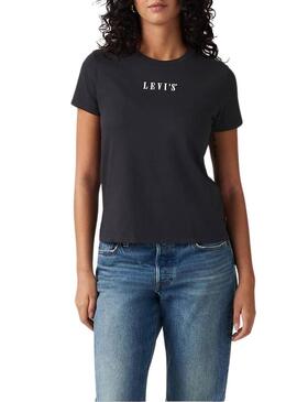 Maglietta Levi's The Perfect Tee Serif nera per donna.