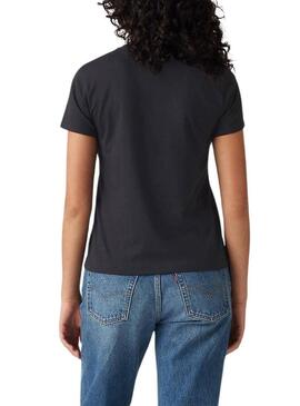 Maglietta Levi's The Perfect Tee Serif nera per donna.