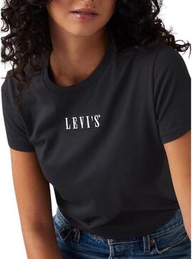 Maglietta Levi's The Perfect Tee Serif nera per donna.