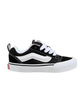 Scarpe Vans Knu Skool nere e bianche per bambini.