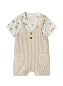Pelele Mayoral beige con peto simulato per bambini