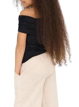 Top Only Ogea Bardot nero per bambina