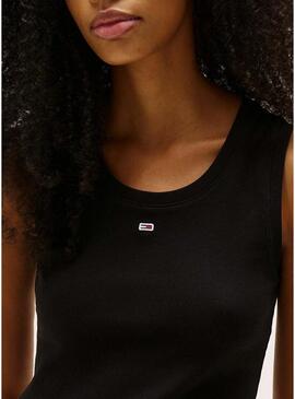 Maglia Tommy Jeans Tank Top nera per donna.