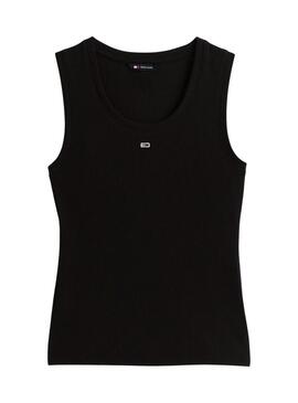 Maglia Tommy Jeans Tank Top nera per donna.